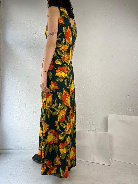 70s 'Gina Rinaldi' Floral Print Maxi Dress / Small - image 4
