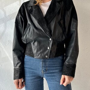 90s 'Chia' Black Leather Jacket / Small