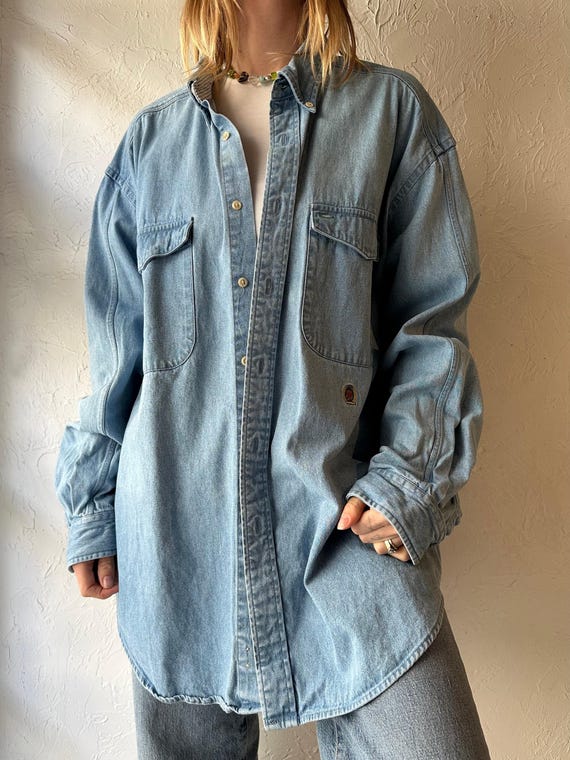 90s 'tommy Hilfiger' Denim Button up Shirt / XL - Etsy
