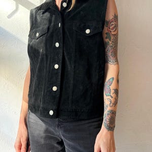 Vintage 'Pendleton' Black Suede Leather Vest / Medium