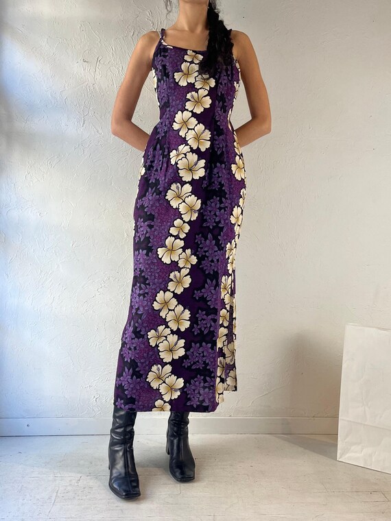 90s 'hawaiian Originals' Purple Floral Maxi Dress / Medium - Etsy