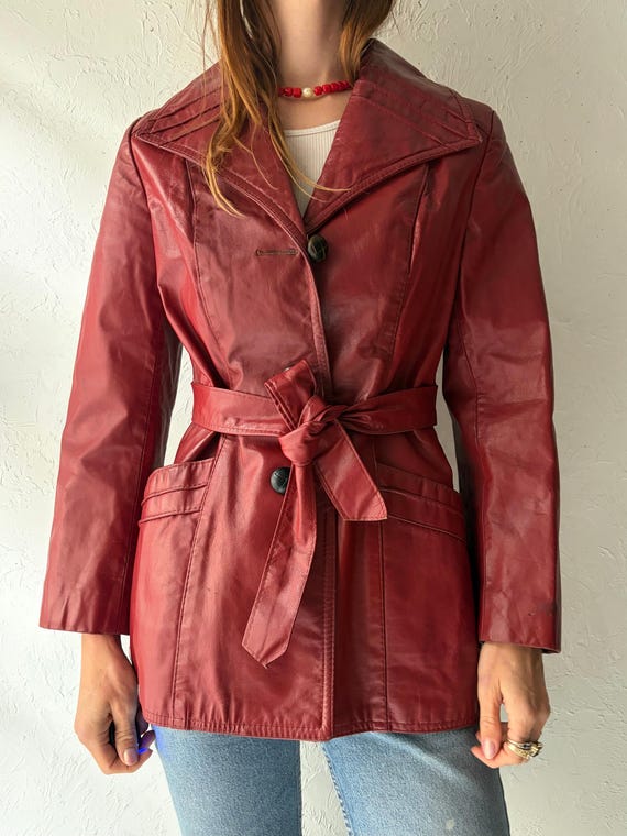70s 'Sears' Burgundy Leather Jacket / Small
