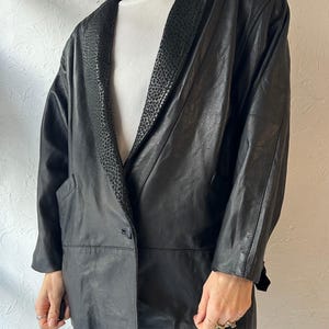 80s 'Southern Company' Black Leather Jacket / Medium