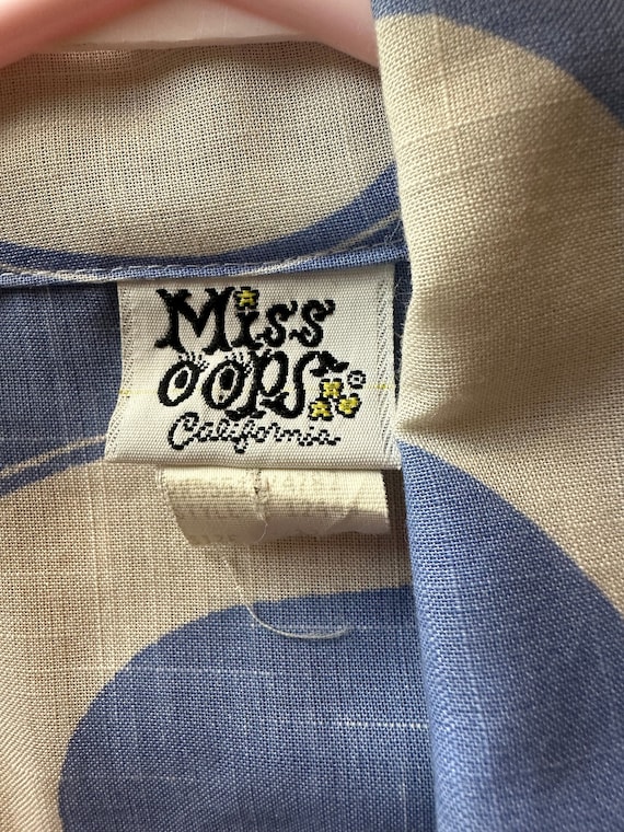 70s 'Miss Oops California' Blue Midi Dress / Medi… - image 7