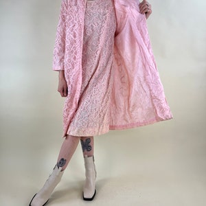 60s Pink Lace Two-Piece Dress and Coat Set / Small Medium image 7