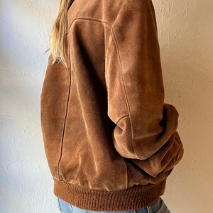 80s ‘Genuine Leather’ Brown Suede Leather Bomber / Medium