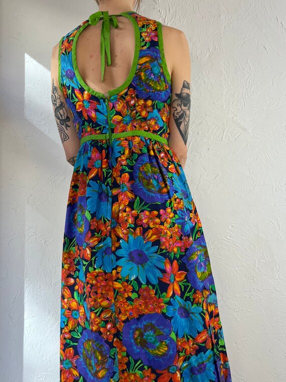 70s 80s Floral Print Maxi Dress W/ Keyhole Back / Small - Etsy