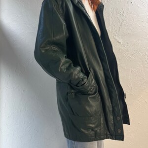 Y2K 'Jaqueline Ferrar' Green Leather Jacket / Small