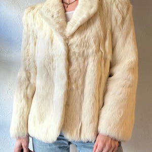Vintage White Rabbit Fur Jacket / Medium