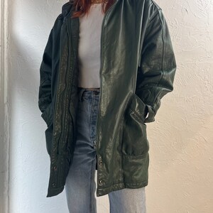 Y2K 'Jaqueline Ferrar' Green Leather Jacket / Small
