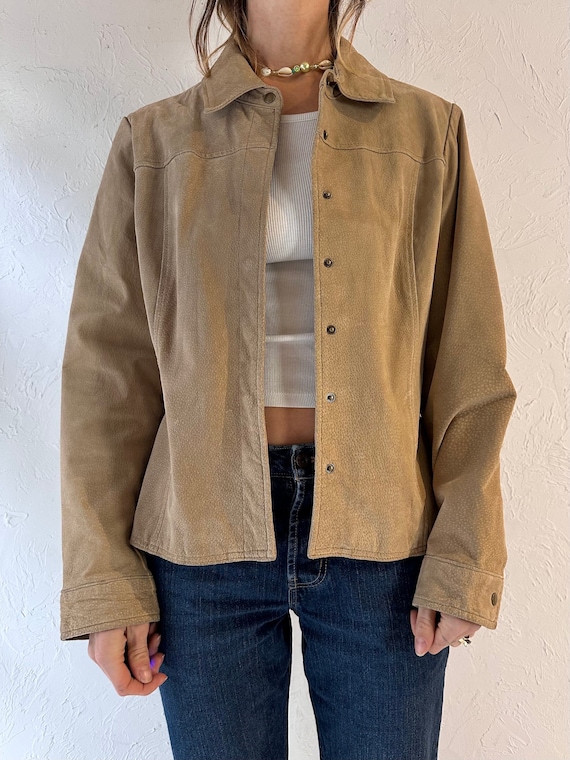 Y2k 'Wilsons' Tan Suede Leather Jacket / Large - image 1