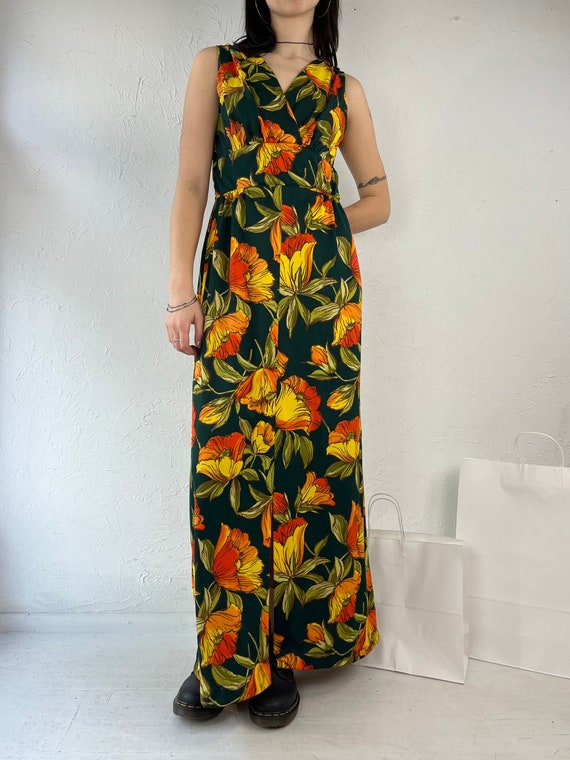 70s 'Gina Rinaldi' Floral Print Maxi Dress / Small - image 3
