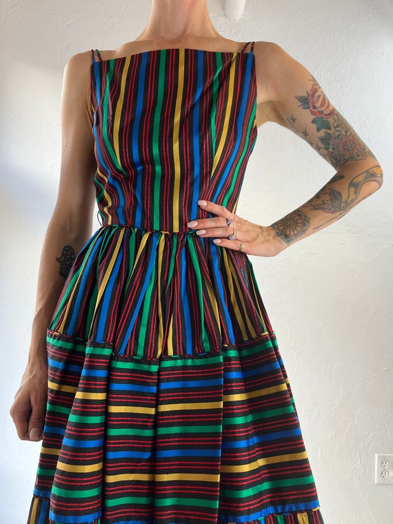 50s 60s 'Maggi Stover' Rainbow Striped Sleeveless… - image 5