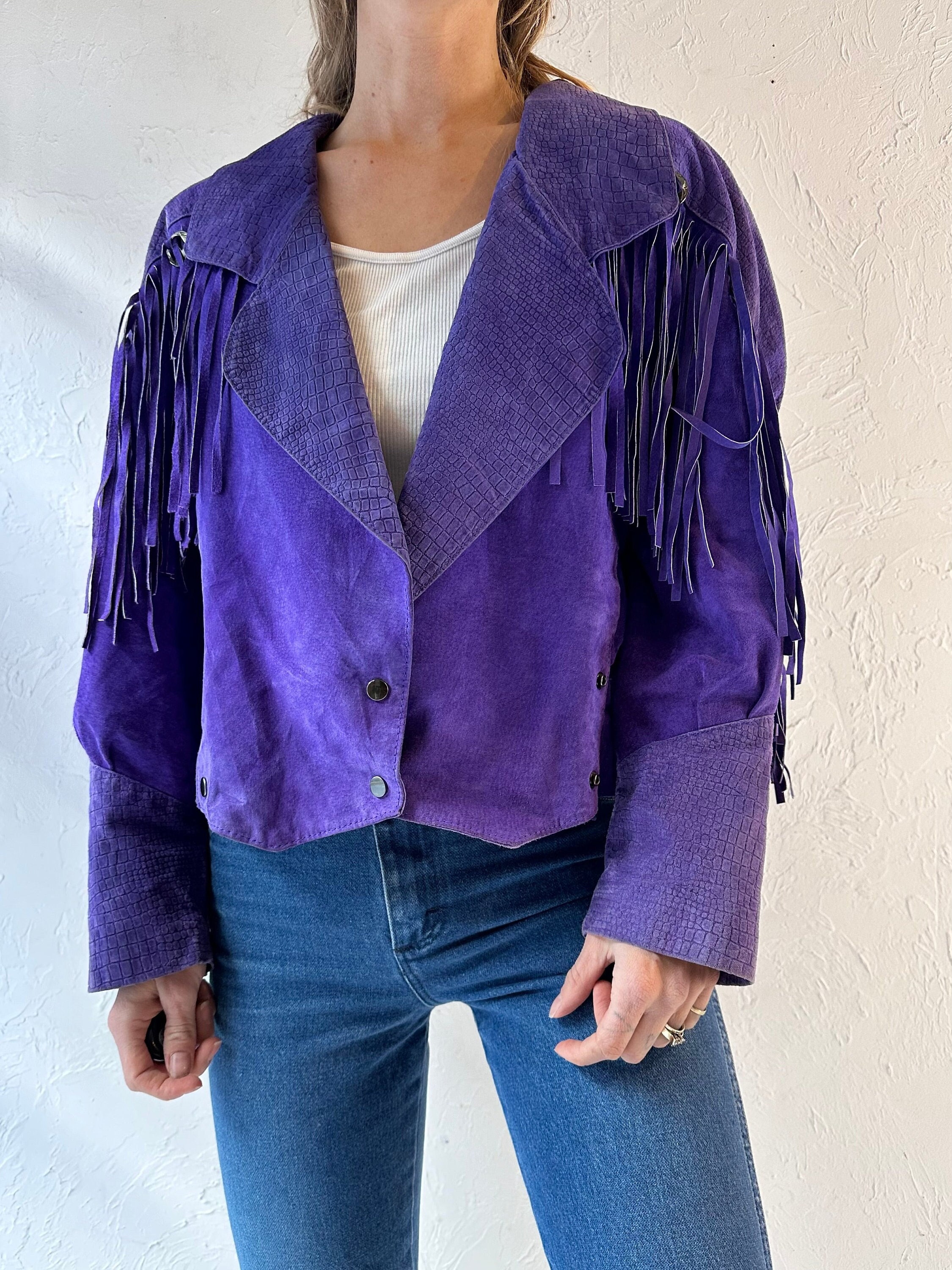 80s 'smart Set' Purple Suede Fringe Jacket / Small - Etsy Canada
