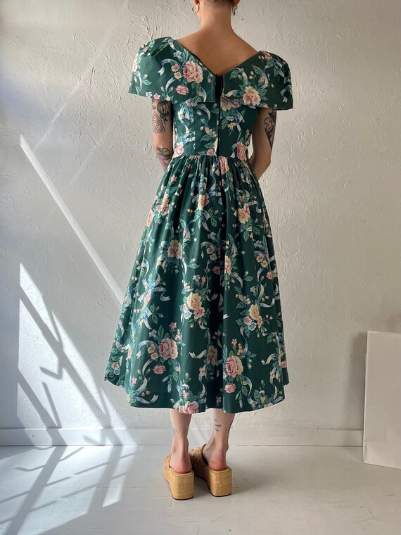 green emerald velvet dress V neck Half Sleeve Flower Prom Dress Tea Length Green Evening Dresses –  SELINADRESS main image 1