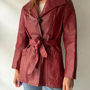 70s 'Sears' Burgundy Leather Jacket / Small