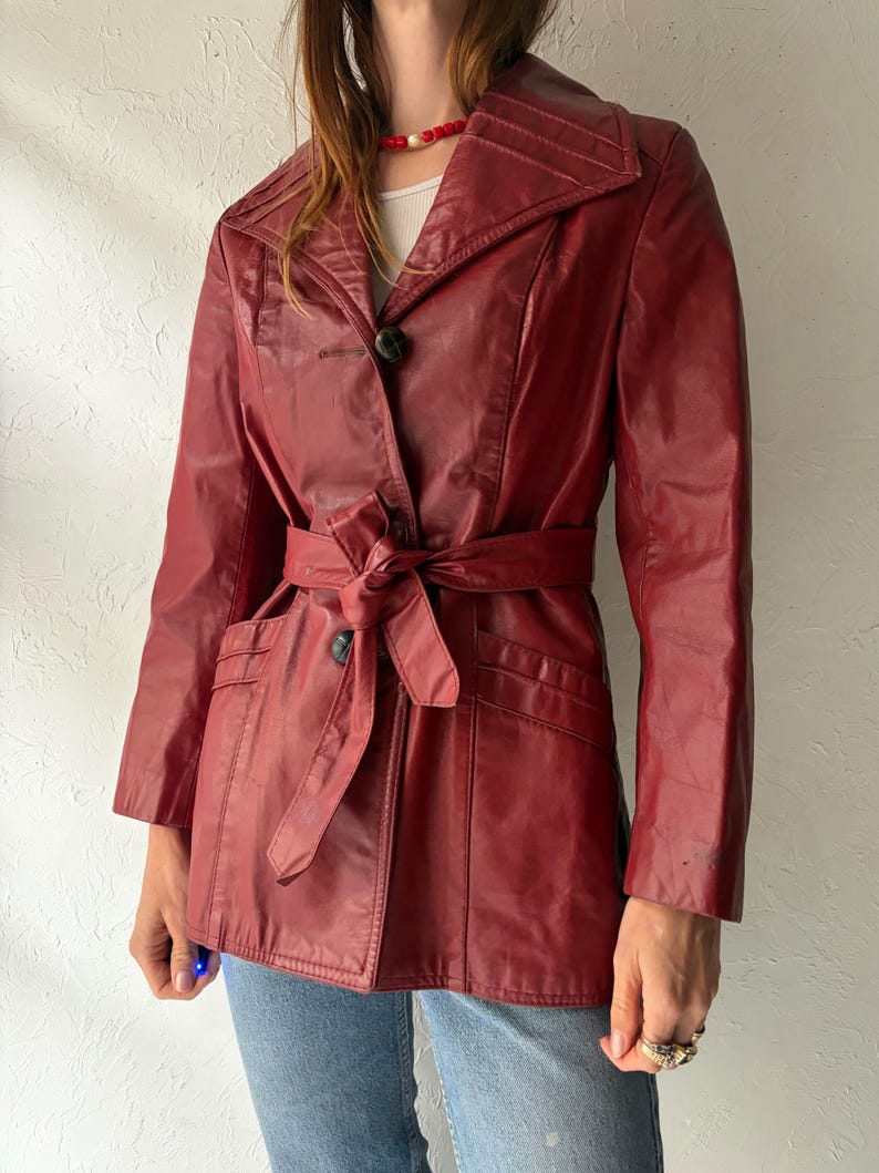 70s 'Sears' Burgundy Leather Jacket / Small