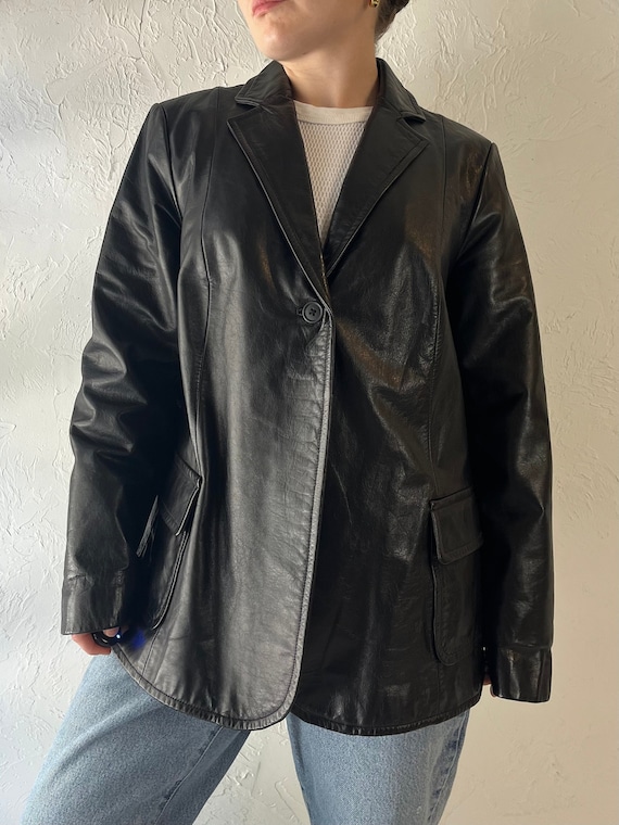 Y2k 'gap' Black Leather Jacket / Medium - Etsy