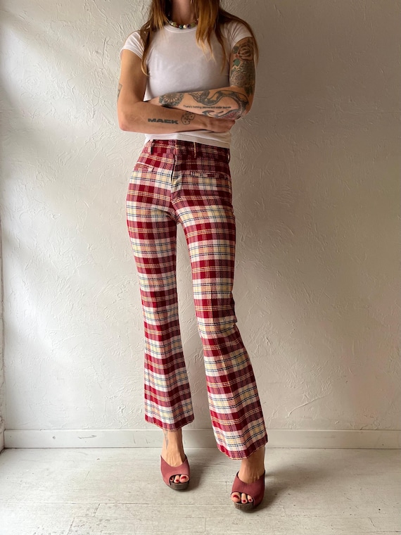 Sears Roebuck, 70s 'Sears Roebuck' Plaid Flare Pants / Small