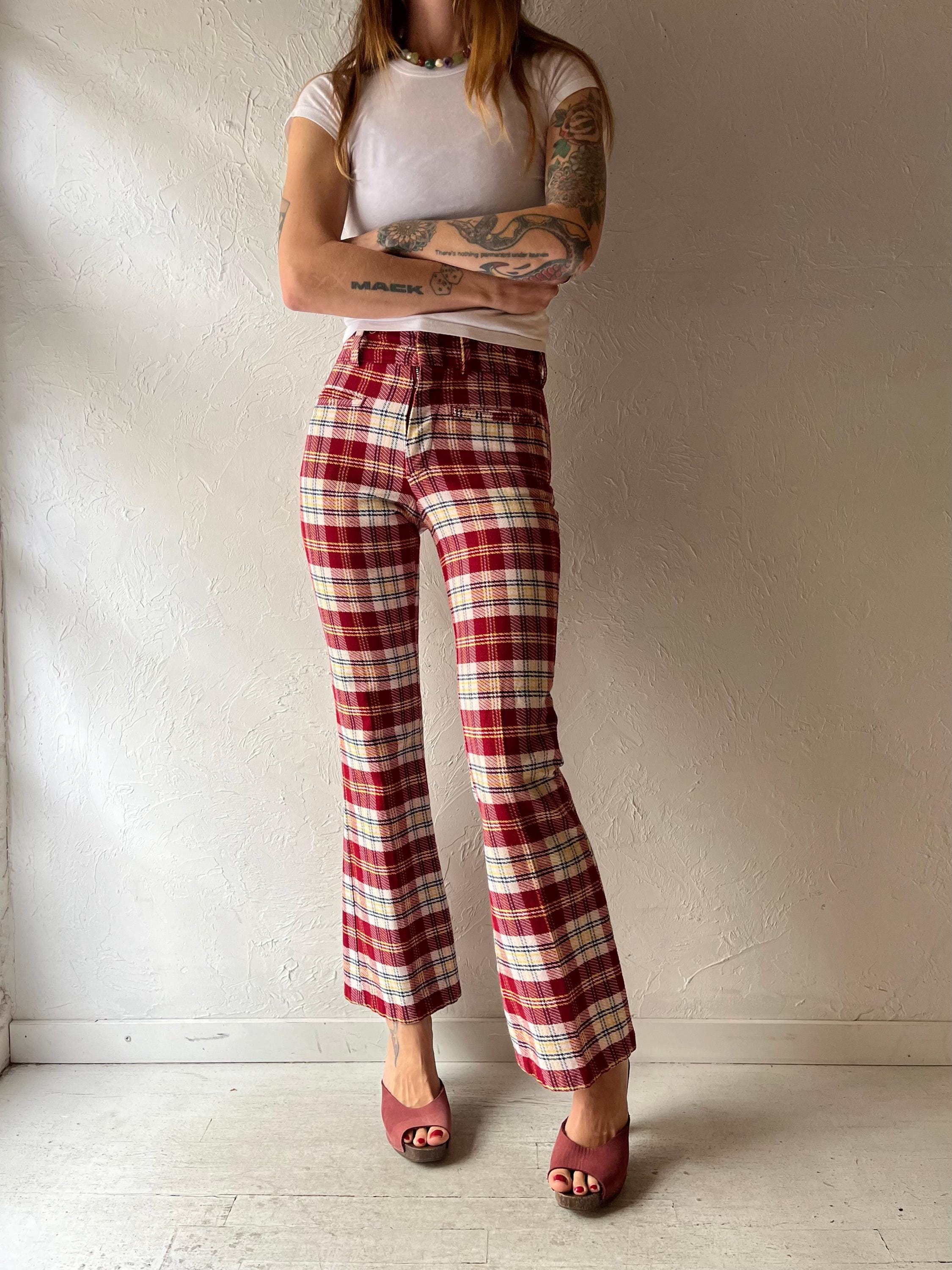 70s Plaid Flares - Etsy