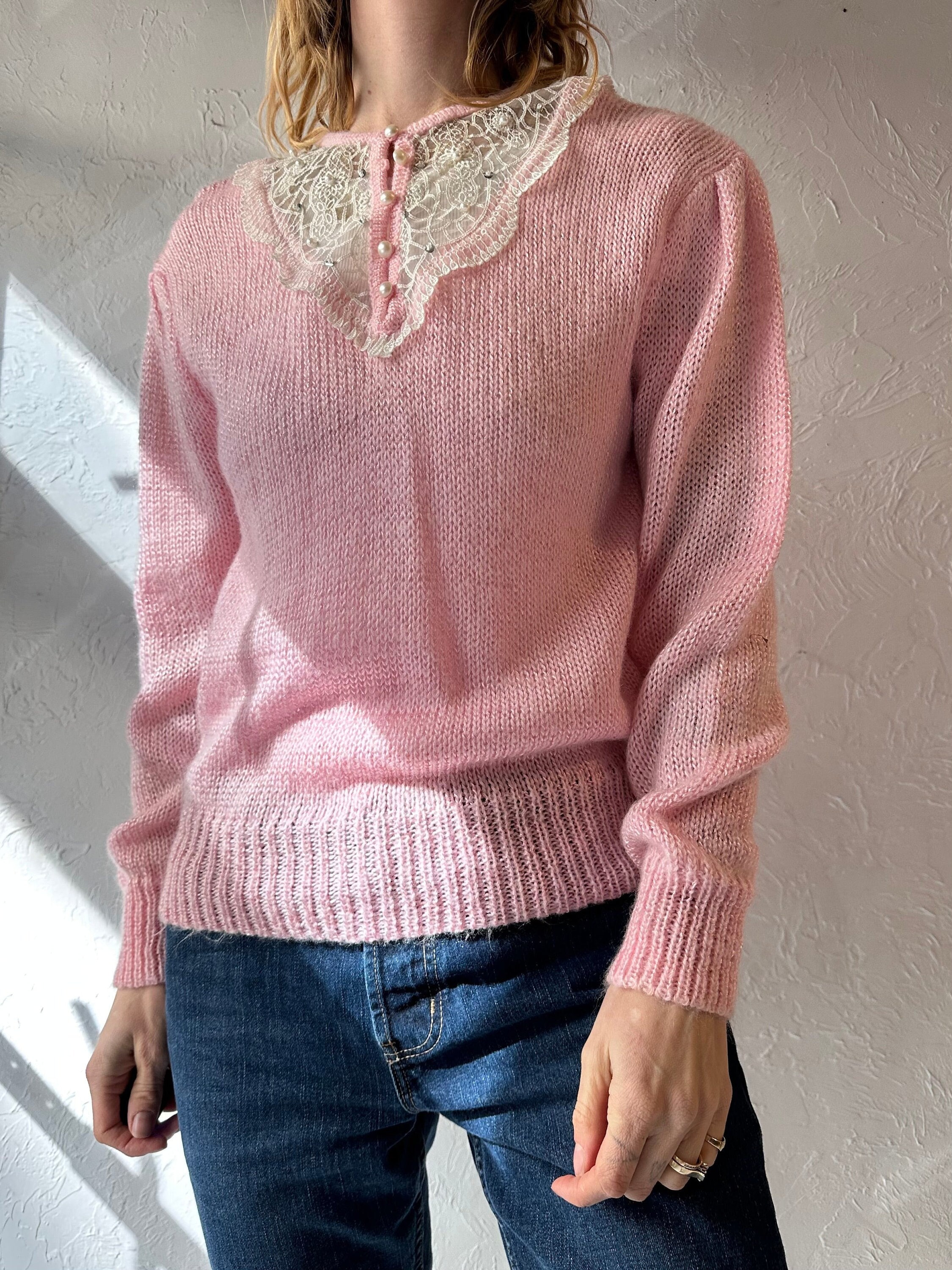 90s 'charlotte Van Horne' Pink Sweater / Medium - Etsy