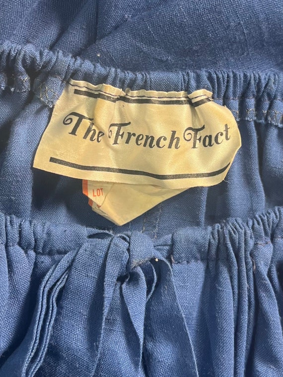 70s 80s 'French Fact' Blue Hippie Dress / Medium - image 6