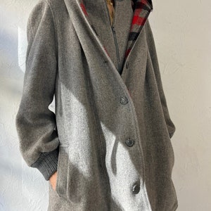 70s Gray Wool Nylon Winter Coat / Medium