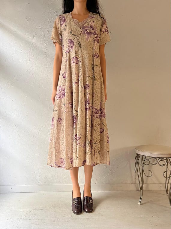90s 'Nostalgia' Romantic Grunge Core Floral Lace Dress / Medium 90s 'Nostalgia' Romantic Grunge Core Floral Lace Dress / Medium