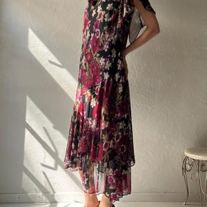 Y2k 'Adrianna Papell' Floral Silk Romanic Summer Maxi Dress / XL