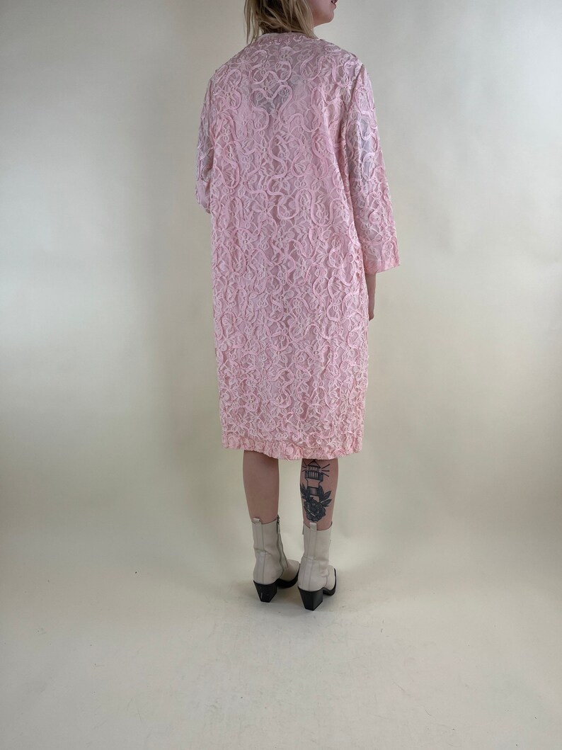 60s Pink Lace Two-Piece Dress and Coat Set / Small Medium image 2