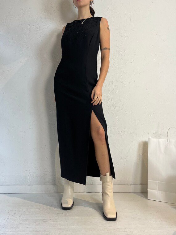 liz claiborne formal dresses Y2k 'liz Claiborne' Black Cross Back Beaded Dress / Medium ecom_seasonaldresses
