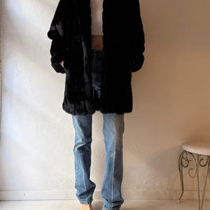 90s 'Dennis Basso' Black Faux Fur Jacket / XS