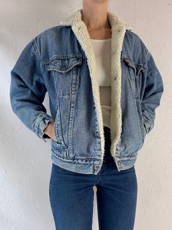 80s 'levis' Faux Shearling Lined Denim Jacket / Youth L - Etsy