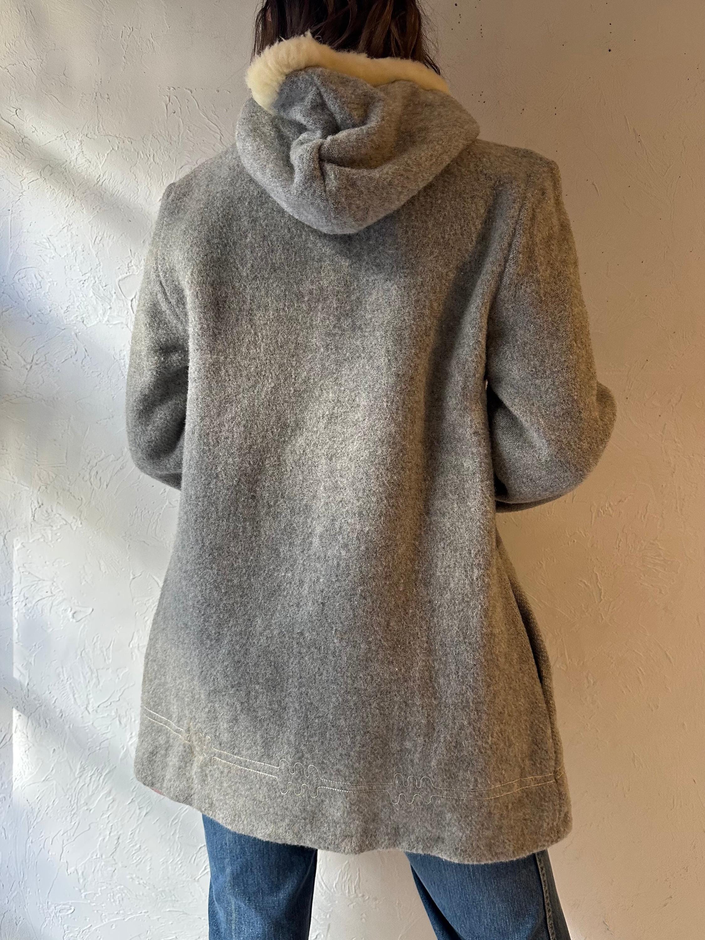 【70s】Sears Gray Wool Balmacaan Coat Sears 1970's Traveller Knit Men's Raincoat 42L Gray Stripe 2