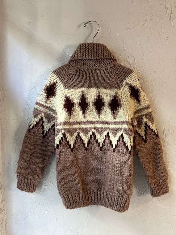 Vintage Kids Hand Knit Zip Up Wool Sweater / 10 - image 2