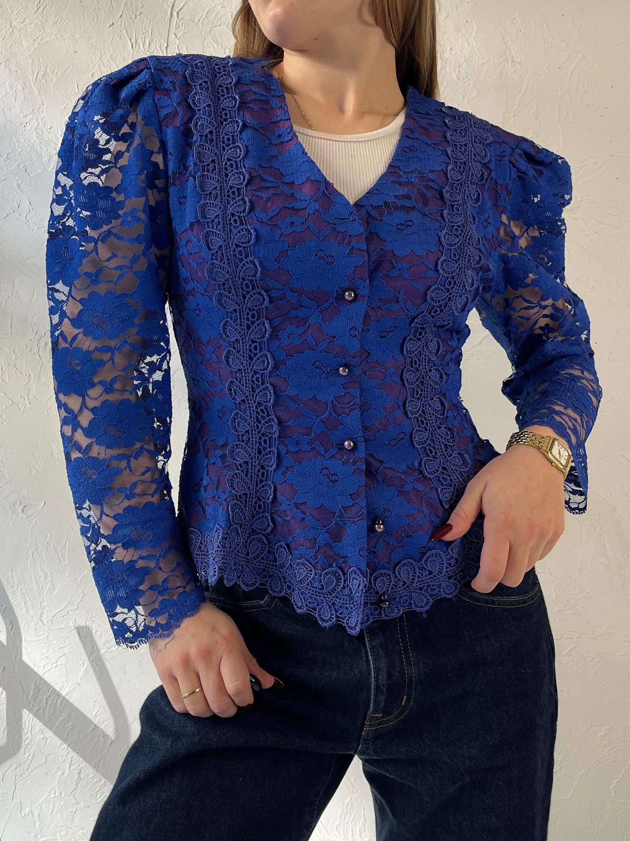 80s 'lori Ann' Blue Lace Jacket / Small - Etsy