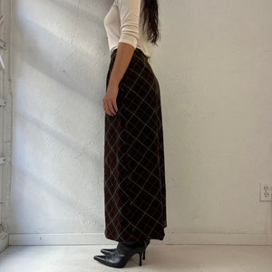 90s 'Annex' Brown Plaid Maxi Skirt / Medium