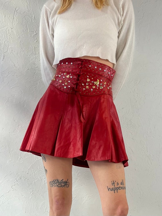 80s leather top mini skirt