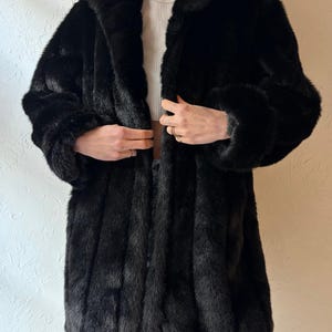 90s 'Dennis Basso' Black Faux Fur Jacket / XS