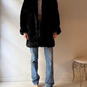 90s 'Dennis Basso' Black Faux Fur Jacket / XS
