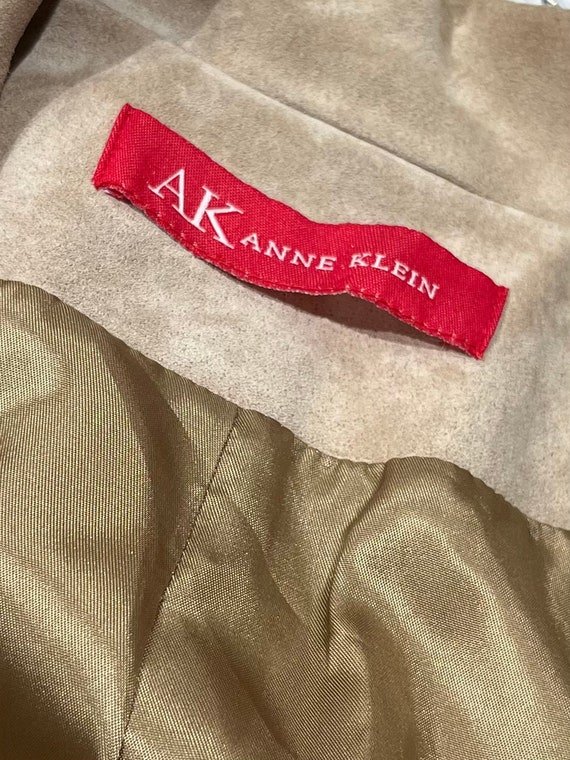 Y2K 'Anne Klein' Beige Suede Leather Blazer Jacke… - image 2