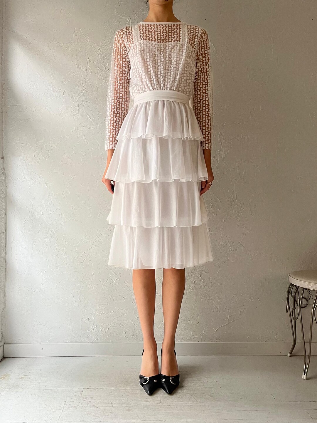 60s 'mary Martin’ White Ruffle Dress / Small - Etsy