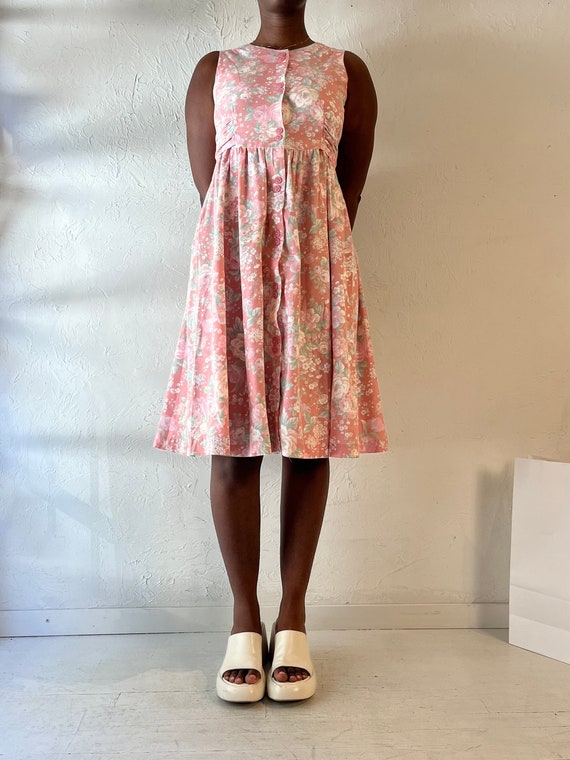 knee length dresses for ladies Pink Printed Smocked Midi Dress main image 1