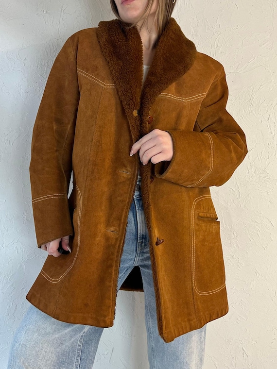 80s 'pioneer Wear' Tan Faux Fur Lined Suede Jacket / Medium - Etsy