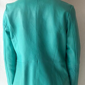Y2k 'Bernardo' Turquoise Leather Blazer Style Jacket / Vintage 2000s Minimalist Jacket / Small