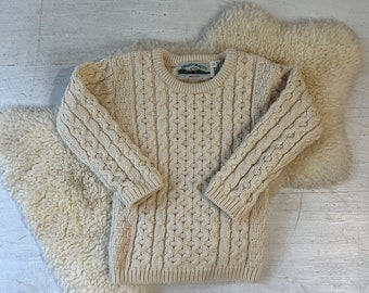 Vintage 'Arancrafts' Kids Merino Wool Fishermans Sweater / 4 - 5