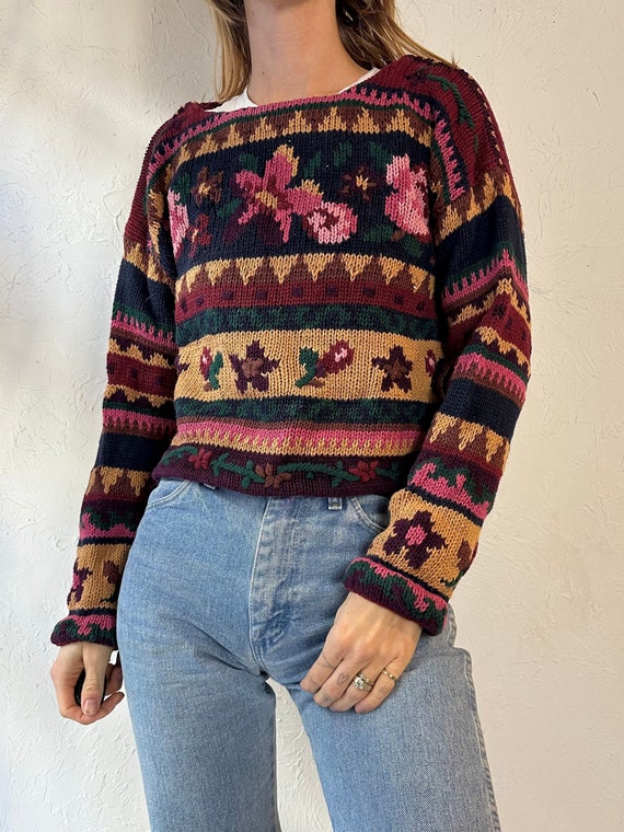 90s 'Santa Barbara' Cotton Ramie Cropped Knit Swea