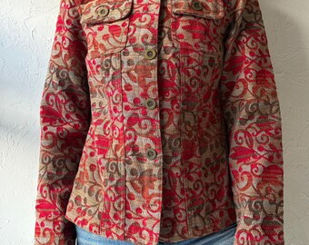 Vintage Y2K 'Christopher & Banks' rote Gobelinjacke / Größe S