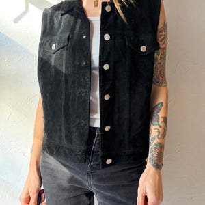 Vintage 'Pendleton' Black Suede Leather Vest / Medium