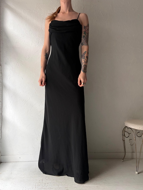 open lace back dress Cowl-Neck Open-Back Satin Long Prom Dress with Slit– PromGirl main image 1